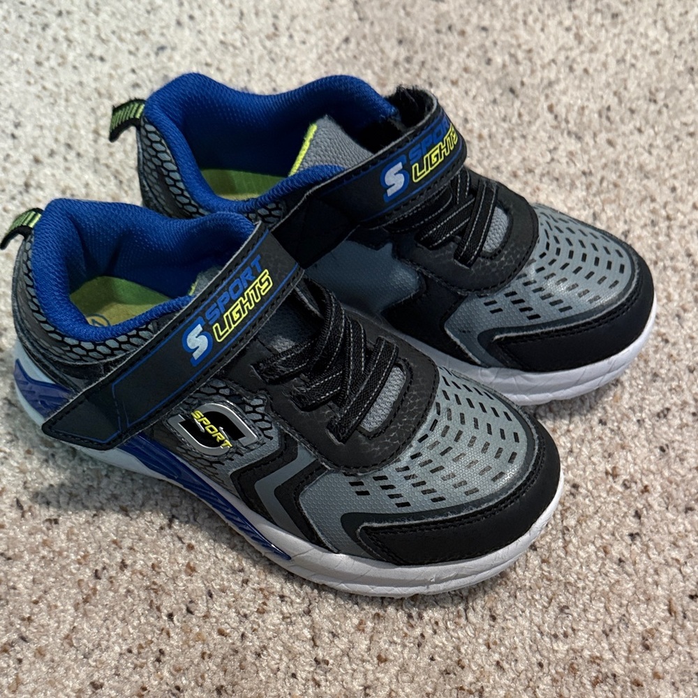 Skechers Kids' Black and Gray Light-Up Sneakers